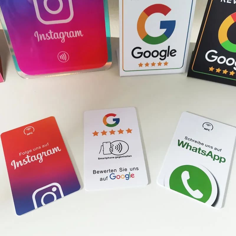 Revisione tedesca su Google Tap Card NFC pronta per essere attivata in modo istantaneo Aumenta le recensioni aziendali Revisione Google Tap Tag scheda NFC