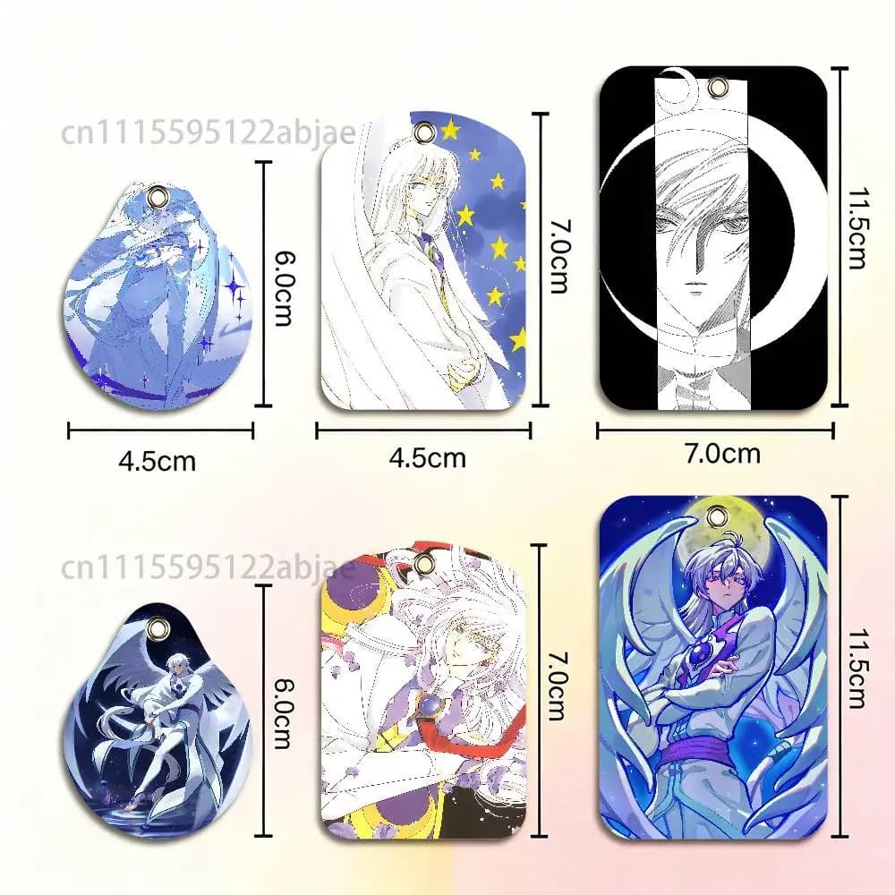 Yue Rectangle ID Card Case Keychain Access Card Bag Key Tag Ring Leather Card Holder Key Ring