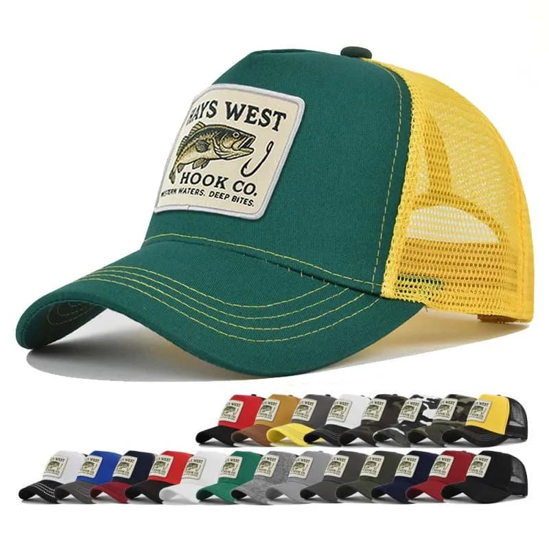 High Quality Fishing Embroidery Baseball Cap for Men Women Outdoor Fishing Snapback Mesh Hat Breathable Sunshade Dad Trucker Hat