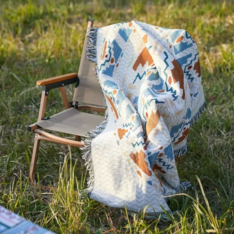 Comoda coperta multiuso per divano con frange Elegante copriletto leggero con aria condizionata per l'home office e il tempo di pisolino