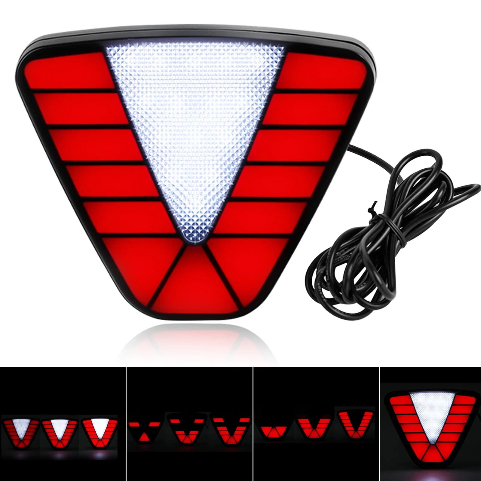 Triangolo freno per auto Spia universale Flash per moto Strobe Lampada freno Fanale posteriore Super luminoso Impermeabile Guida sicura