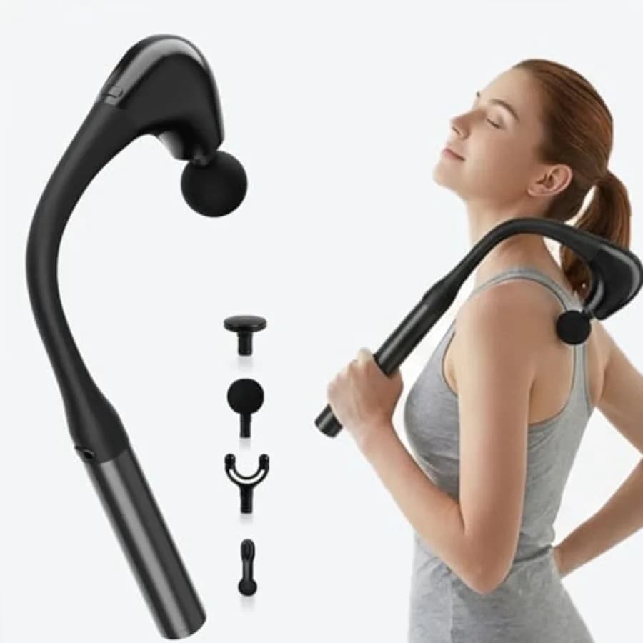 2-in-1 Muscular Massage Gun with Stackable Massage Head Background of Fabrics, Portable Athletes Massage Massage
