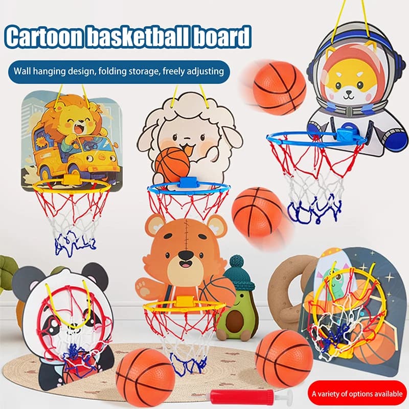 ♪ SH] 1 Piece Adjustable Basketball Basket for Kids Shaped Animal Cartons, Indoor and Outdoor Sports Game, Children's Toy