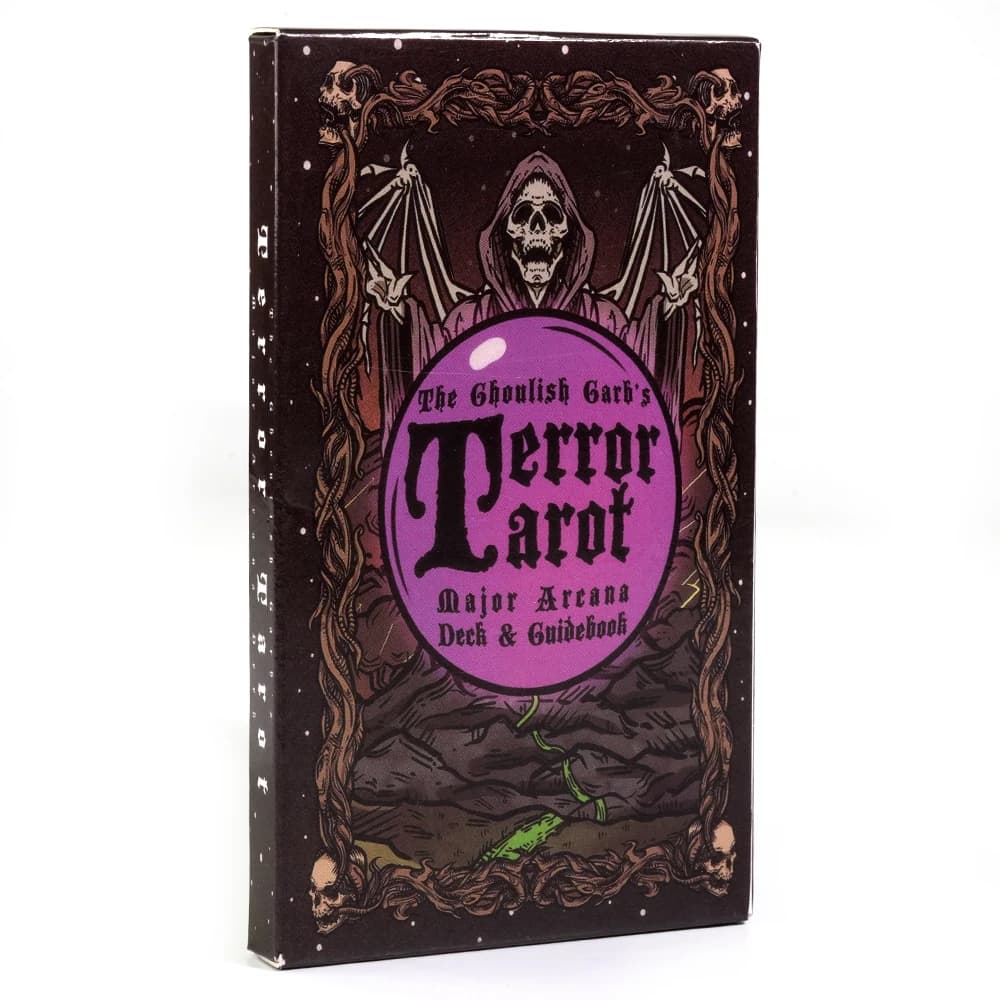 I più nuovi 22 pezzi CarteThe Ghoulish Garb Terror Tarocchi Arcani maggiori Mazzo di carte dei tarocchi Gotico Halloween Mazzo di tarocchi Giochi da tavolo