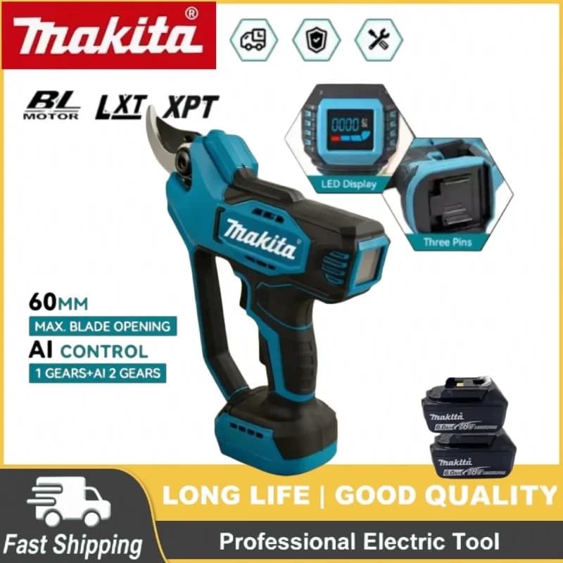 Forbici Elettriche Senza Spazzole Makita, Potatore a Batteria per Rami, Forbici da Potatura ad Alta Potenza, Utensile da Giardino Ricaricabile