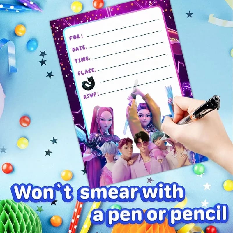 New 12pcs K-pop Girl groupTheme Invitation Card Greeting Purple Card Single-Page Type Event Birthday Christmas Party Supplis