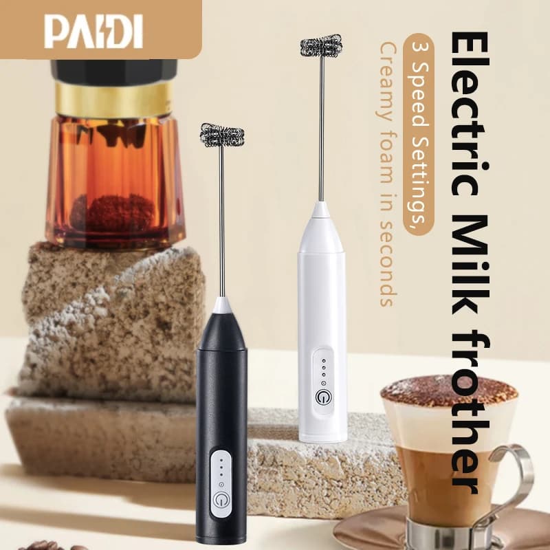 MINI Rechargeable USB Connector 3 Speed Foam Maker Blender for Coffee Mixer Electric Handle Frullator for Eggs Hot Baking Tools