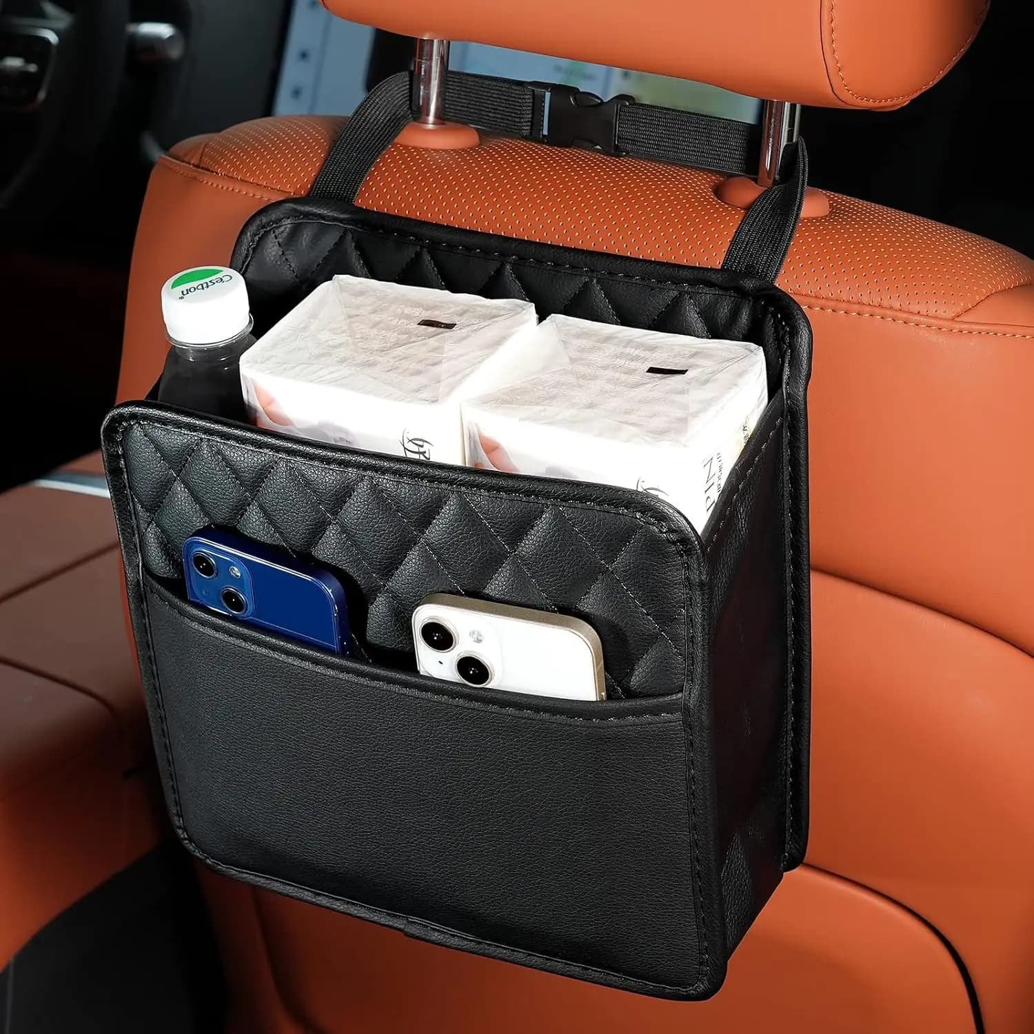 Organizer per Sedile Auto con Tasche Multiple, Borsa Portaoggetti in Pelle PU Impermeabile per Viaggi e Bambini
