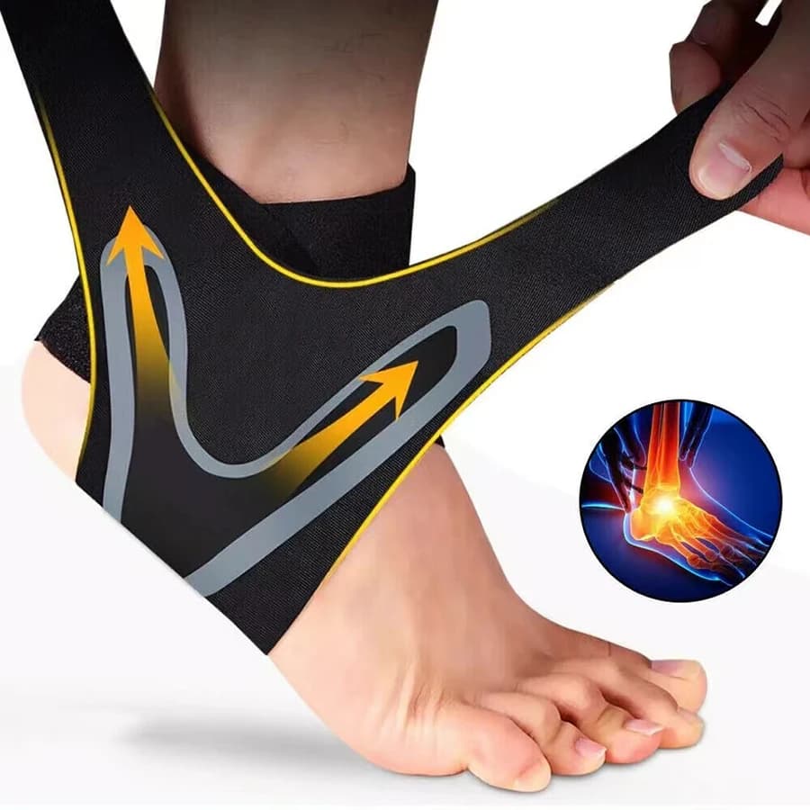 WRELS Supporto per tutore per caviglia sportivo Manicotto di compressione regolabile Piede elastico Traspirante Supporto anti-distance Cinturino protettivo per tallone