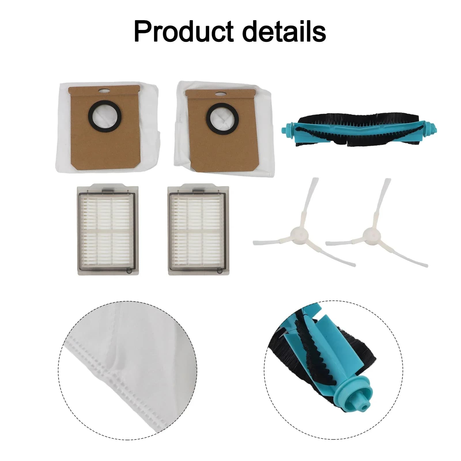 Main Brush Side Brushes Robot Vacuum Replacement Parts Set Compatible For Cecotec For Conga 15090 16090 AI For SpinArm Vacuum
