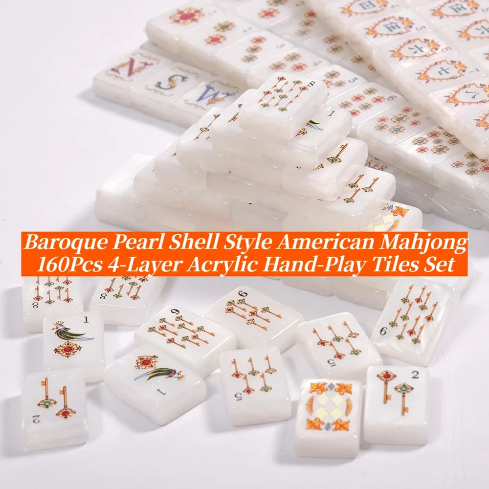 Baroque Pearl Shell Style American Mahjong Set,4‑Layer Acrylic 160Pcs Vintage Hand‑Play Mah Jongg Tiles for Family Party Game
