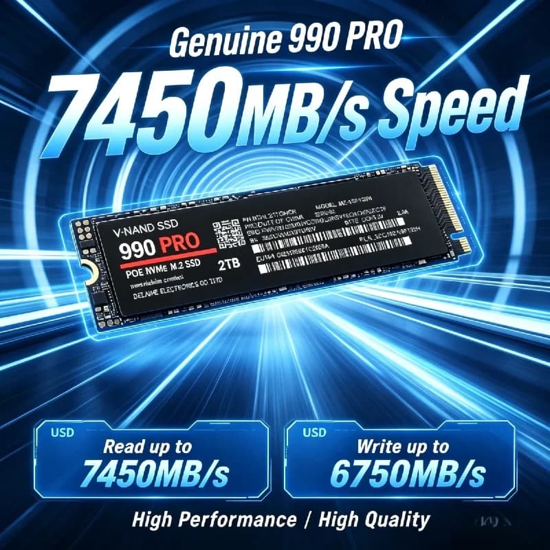 New 990 PRO NVMe M.2 2280 SSD 512GB‑4TB PCIe Gen4, 7450MB/s SSD, Compatible with PS5, Laptop Desktop Gaming Storage