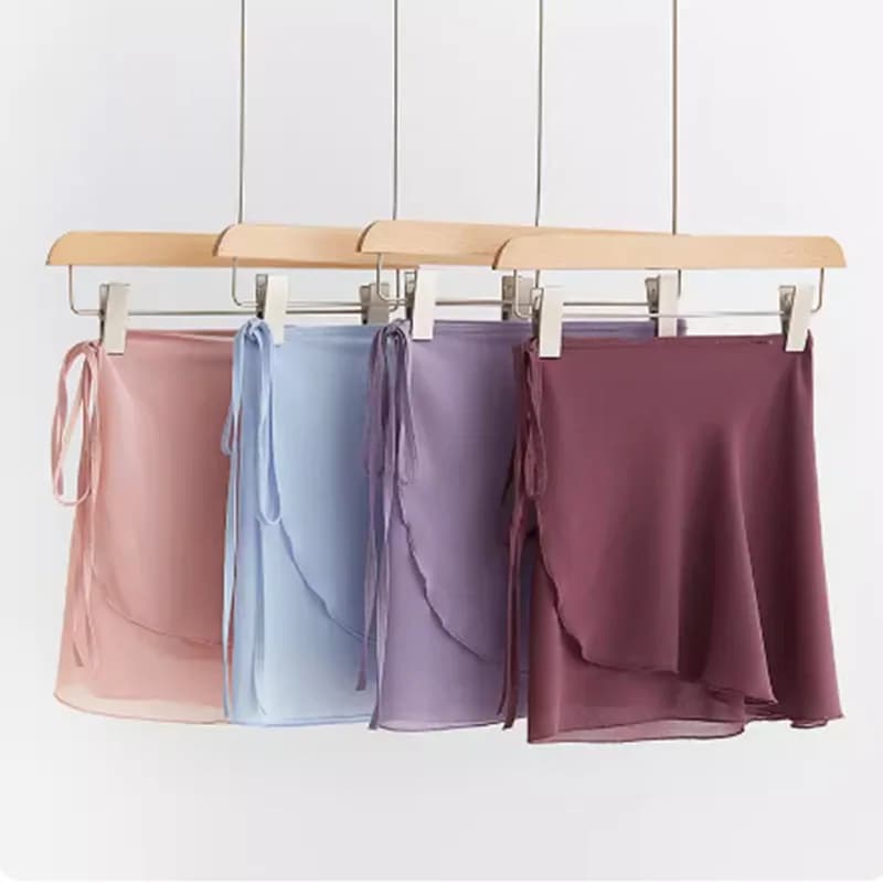 Gonna a balze in chiffon trasparente per danza classica, gonna a mezza lunghezza con elastico in vita per ginnastica, lezioni di danza e recital