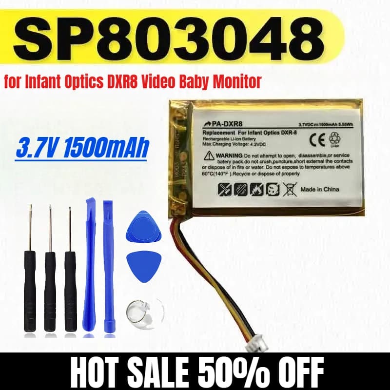Batteria sostitutiva nuovissima da 3,7 V 1500 mAh per ottica infantile DXR8 Video Baby Monitor SP803048 Batteria ricaricabile ai polimeri di litio