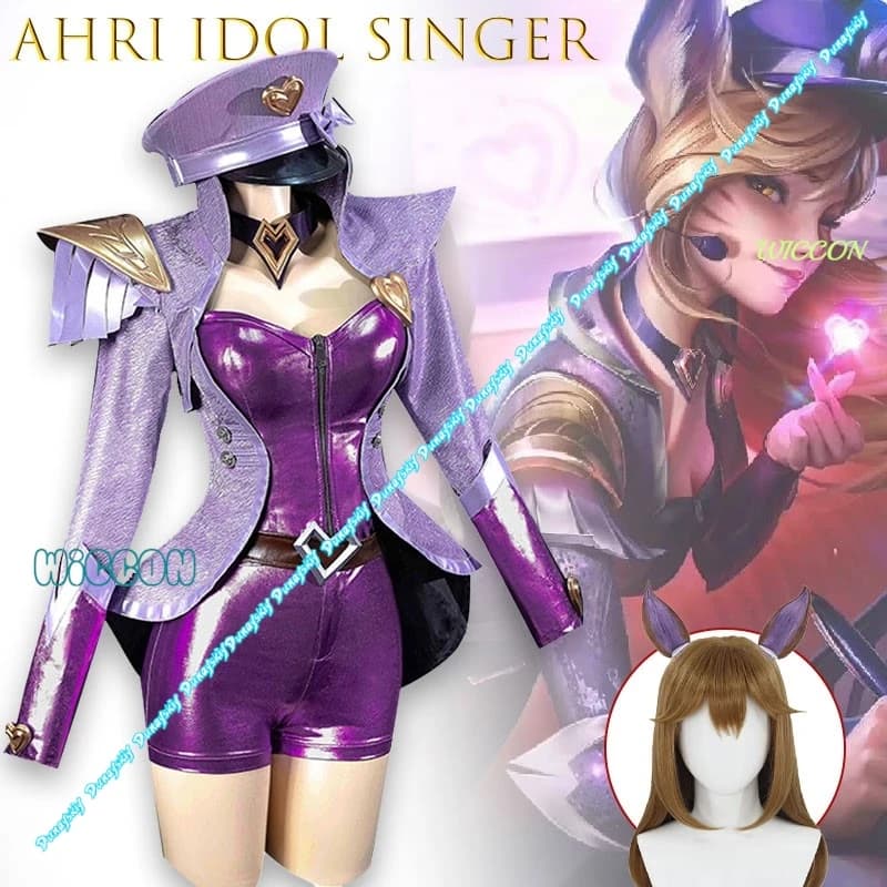 Ahri Idol Singer Costume Cosplay Personaggio anime Gioco di ruolo Vestito Gioco uniforme per le donne Gioco di ruolo anime Vestito Festa di Halloween