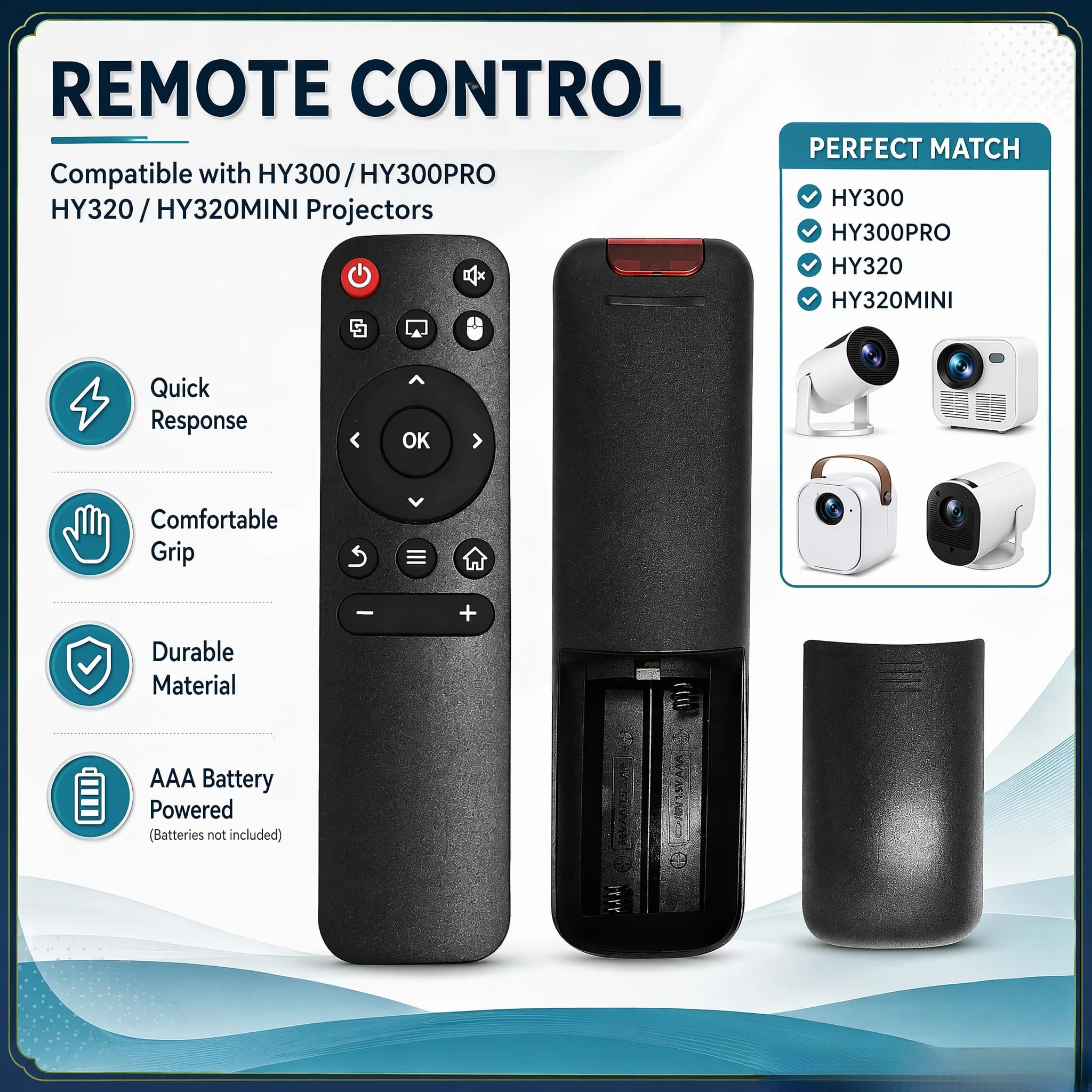 Original Replacement Universal IR Remote Control for HY300 HY300 Pro HY320 HY320 Mini Portable Android Projector