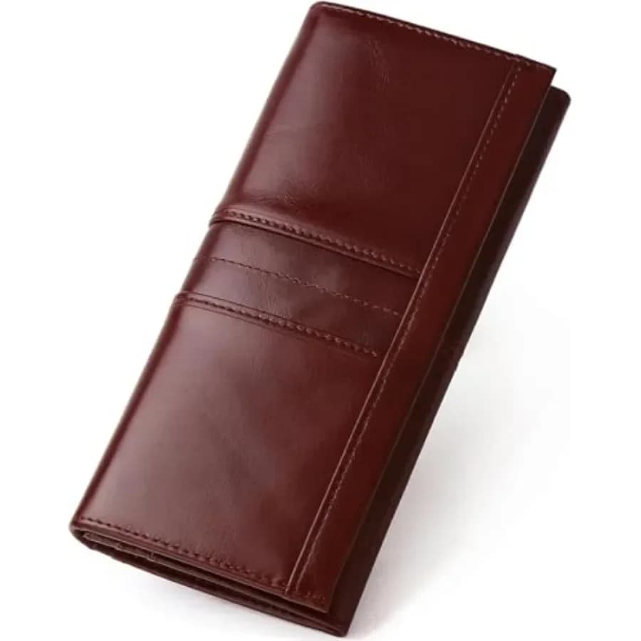 Portafogli con Protezione RFID per Donne, Portafoglio Lungo in Pelle da Donna, Portafoglio Bifold con Tasca per Monete e Finestra per Documenti