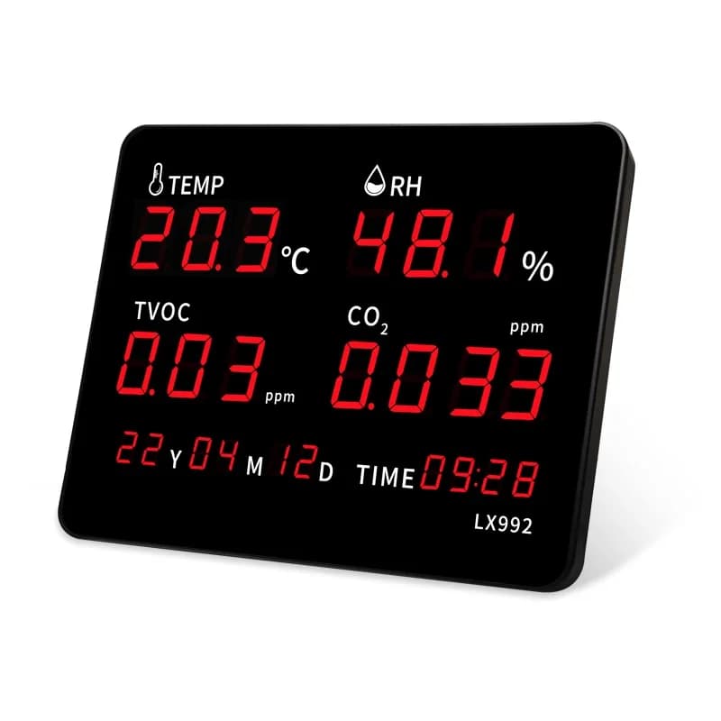 RC992-A Temperature Humidity Instrument with Built-in Probe Digital Wall Clock with Calendar for Sauna