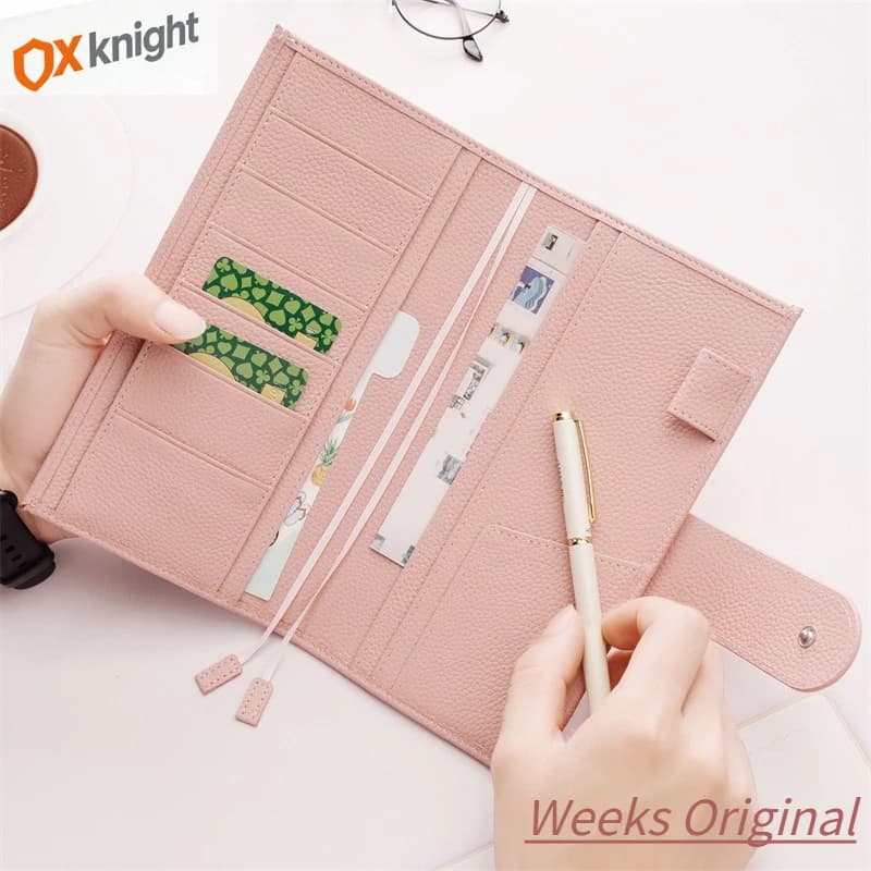 OX KNIGHT 2026 Nuovo Planner in Pelle con Grana Litchi, Copertina Originale per Hobonichi con Tasca Posteriore e Doppia Chiusura a Moschettone, Diario