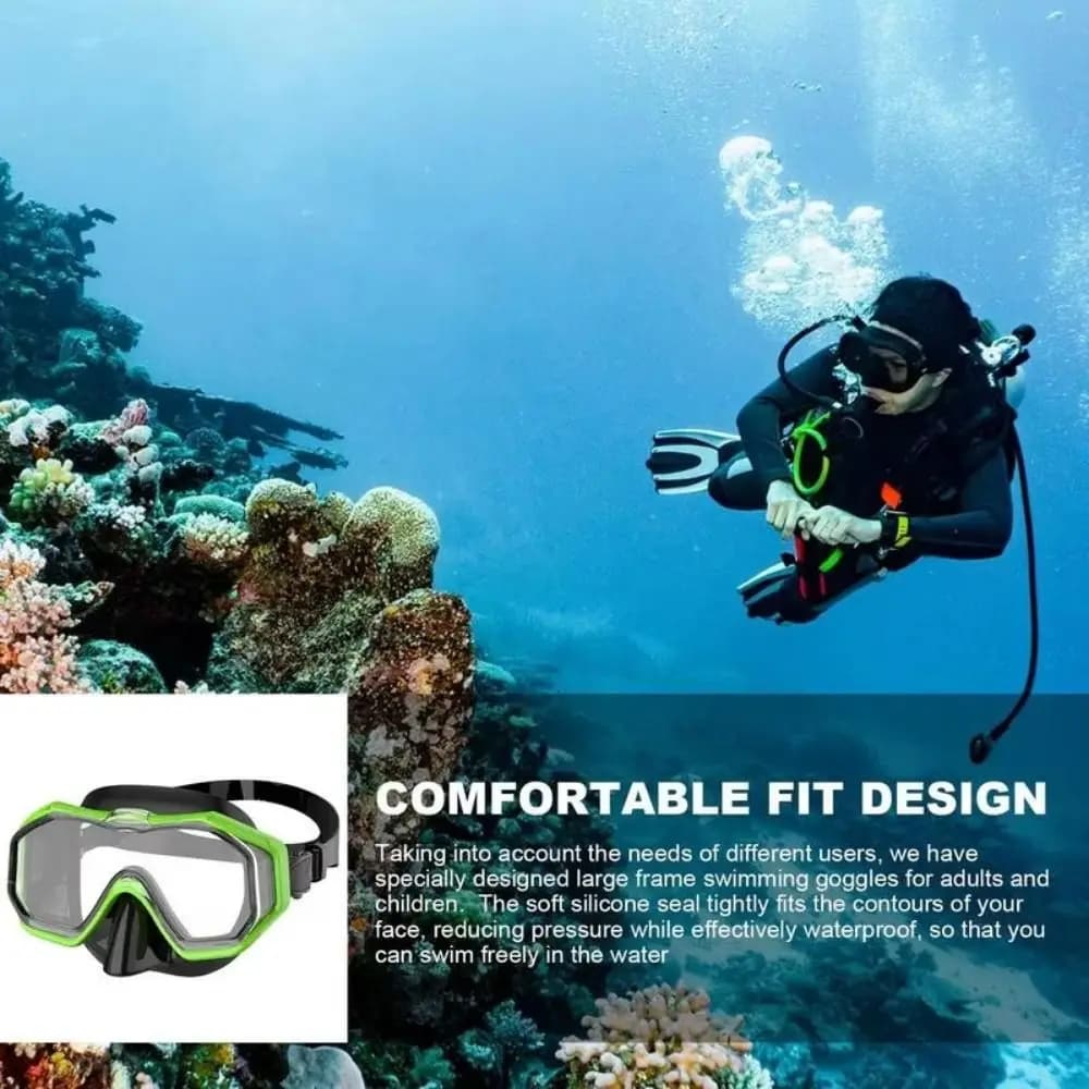 PC Glass Swim Goggles PVC Strap with Nose Cover Child Diving Mask Anti-Leak Anti Fog Snorkel Swimming Goggles for Youth