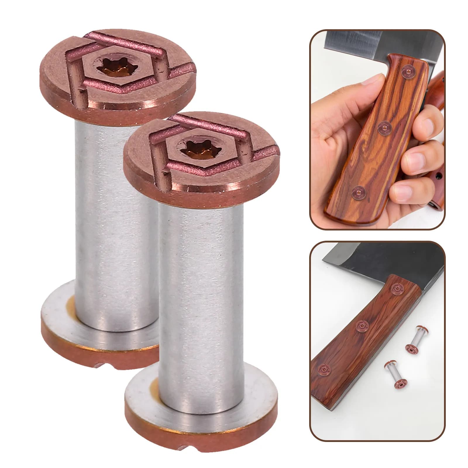 2pcs Stainless Steel Rivets Knife Handle Fastening Durable Secure Lock Buckle Screws Diy Knife Making Kitchen Cutlery Handles
