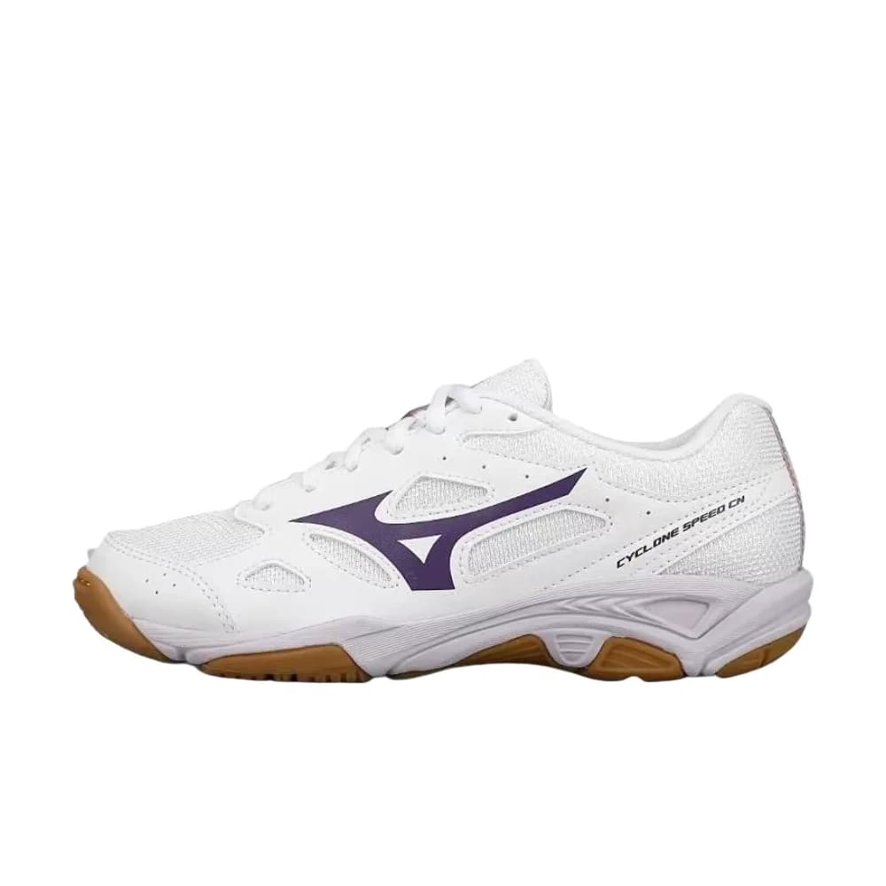 Mizuno Cyclone Speed CN Unisex Low-Top Volleyball Shoes – White/Purple, Non-Slip Sole, Durable & Comfortable V1GA218135