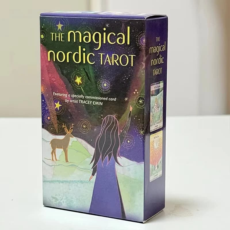 Le magiche carte dei tarocchi nordici 10 * 6,3 cm Un mazzo 79 ispirate ai vecchi miti nordici e le carte da gioco di divinazione del folklore