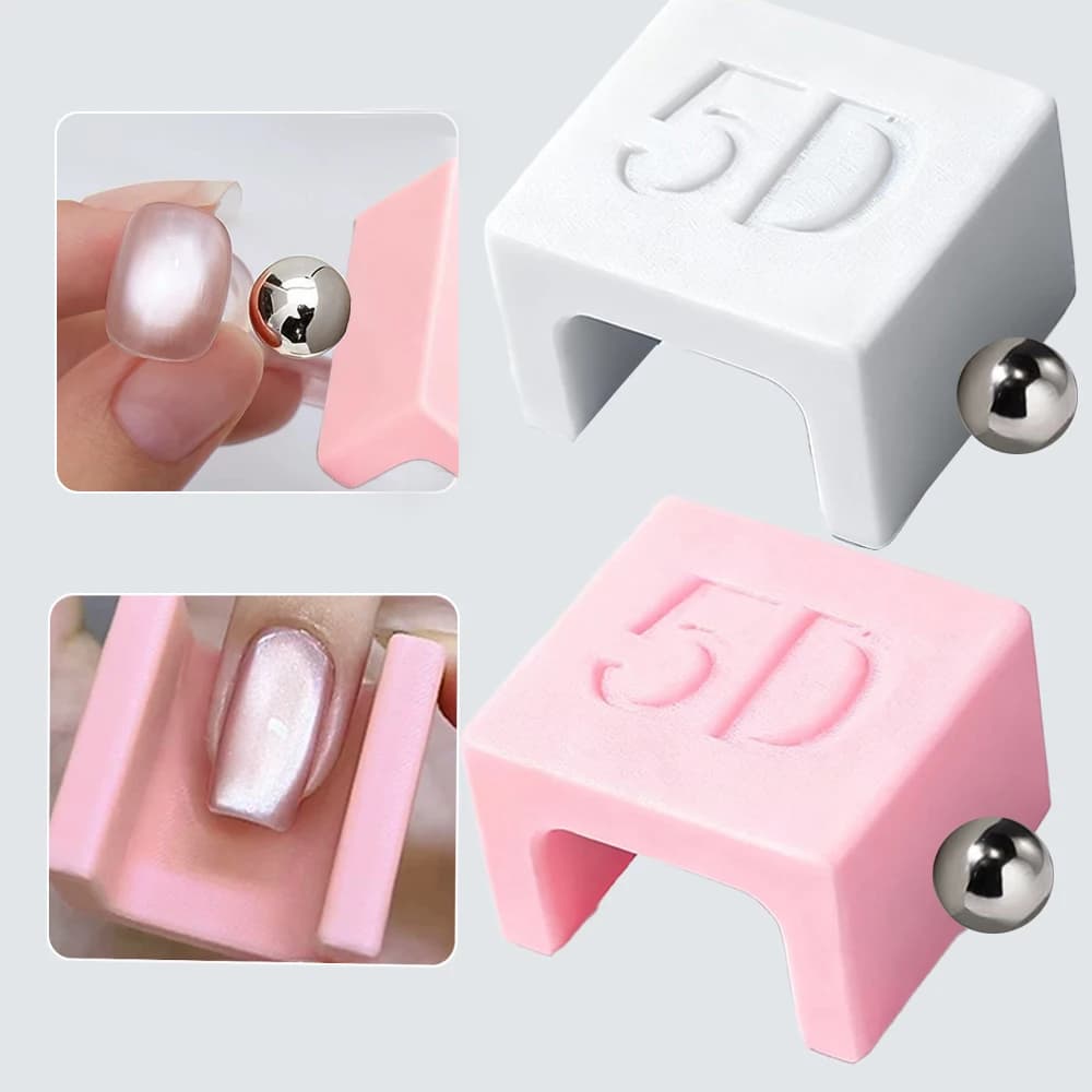 Magnete automatico per unghie Cat Eye 5D a forma di U con sfera magnetica per aspirazione Cat Eye Perlina di vetro Magnete francese Strumenti per smalto gel e