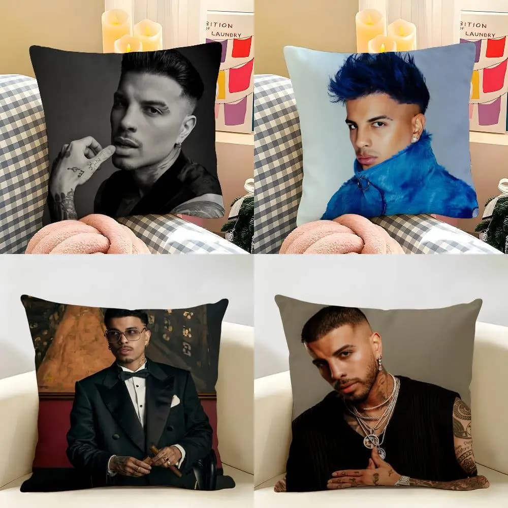 R-Rauw Alejandro Nuestra Cushion Cover Natural Linen Organic Fabric Double-Sided Printing Room Sofa Decor Pillow Case