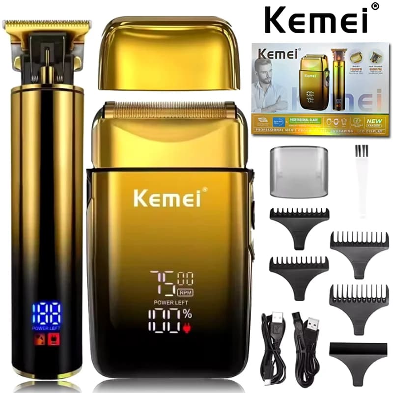 Kemei 2 in 1, Professional Electric Razor for Men, Personal Care Kit, Barbering Machine, Hair Cutting Machine