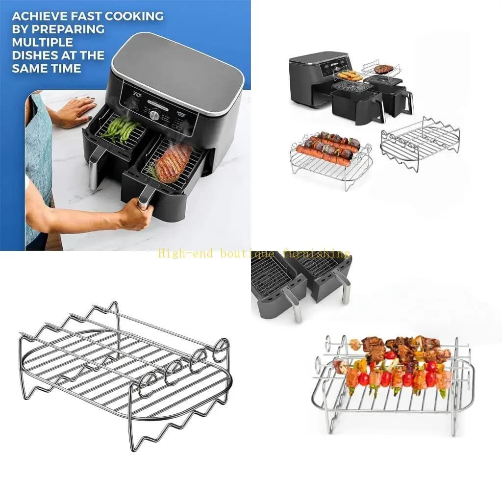 L9NB Premium Stainless Steel Air Fryers Grill Rack And 4 Skewers For Home Cooking