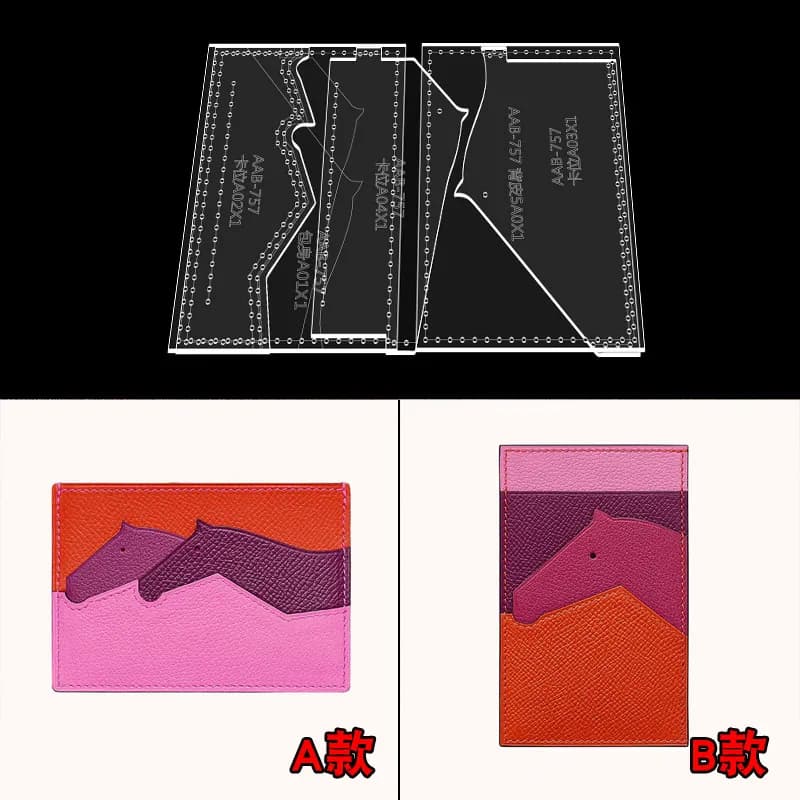 1 Set durevole modello acrilico modello di cucito fai da te in pelle artigianale piccolo titolare della carta Pony