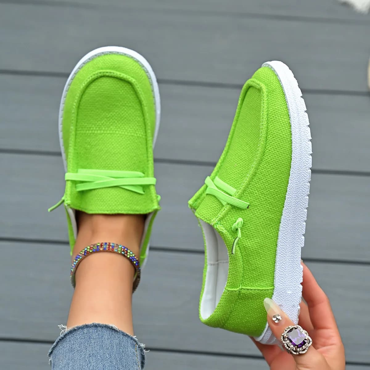 Large size casual single shoes women's spring and autumn new European and American flat-bottomed feet low-top loafers