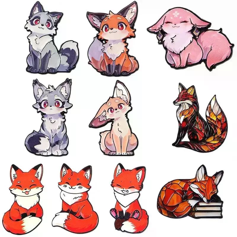 Cute Fox Enamel Lapel Pin Metal Brooch Backpack Hat Collar Decor Badge Jewelry Collection Gift