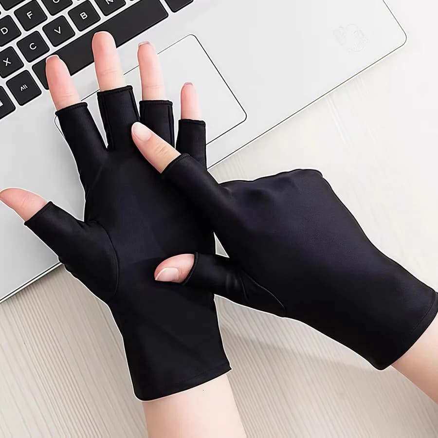 Summer sun protection half finger simple touch screen anti slip ice silk thin gloves for office, driving, cycling gloves