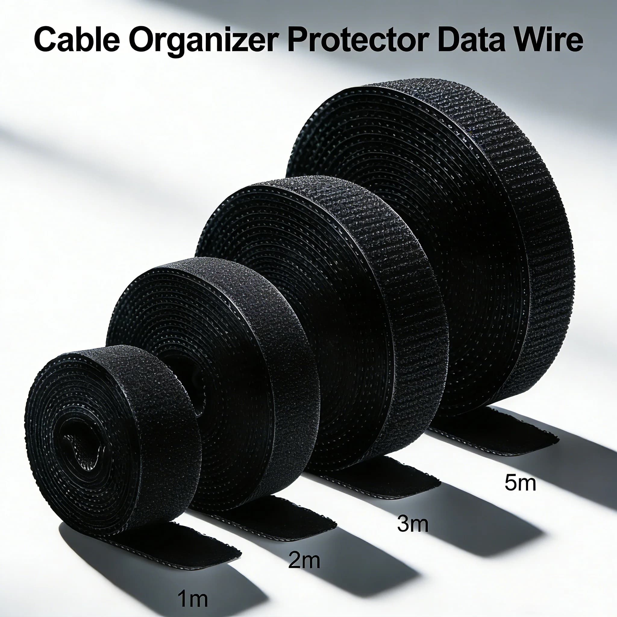 Organizzatore di Cavi USB Riutilizzabile da 0,5m/1m/2m/3m/5m, Protezione e Gestione Cavi Dati, Fascetta per Organizzazione Cavi per Ufficio e Casa