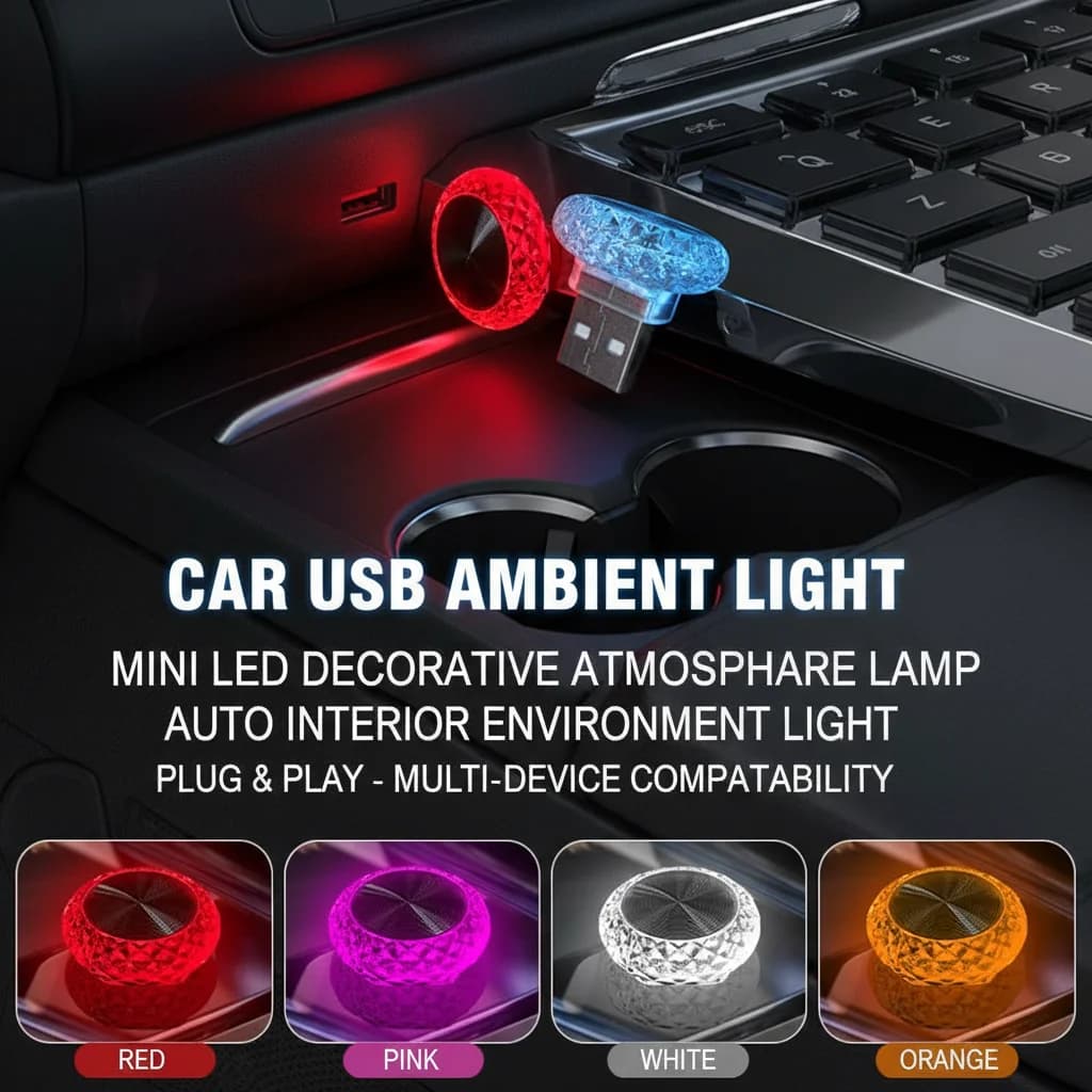 USB Environmental Light for Car Mini Lamps for Decorative LED Colored Atmospheric Lamp for Computer for Indoor Car Plug and Play