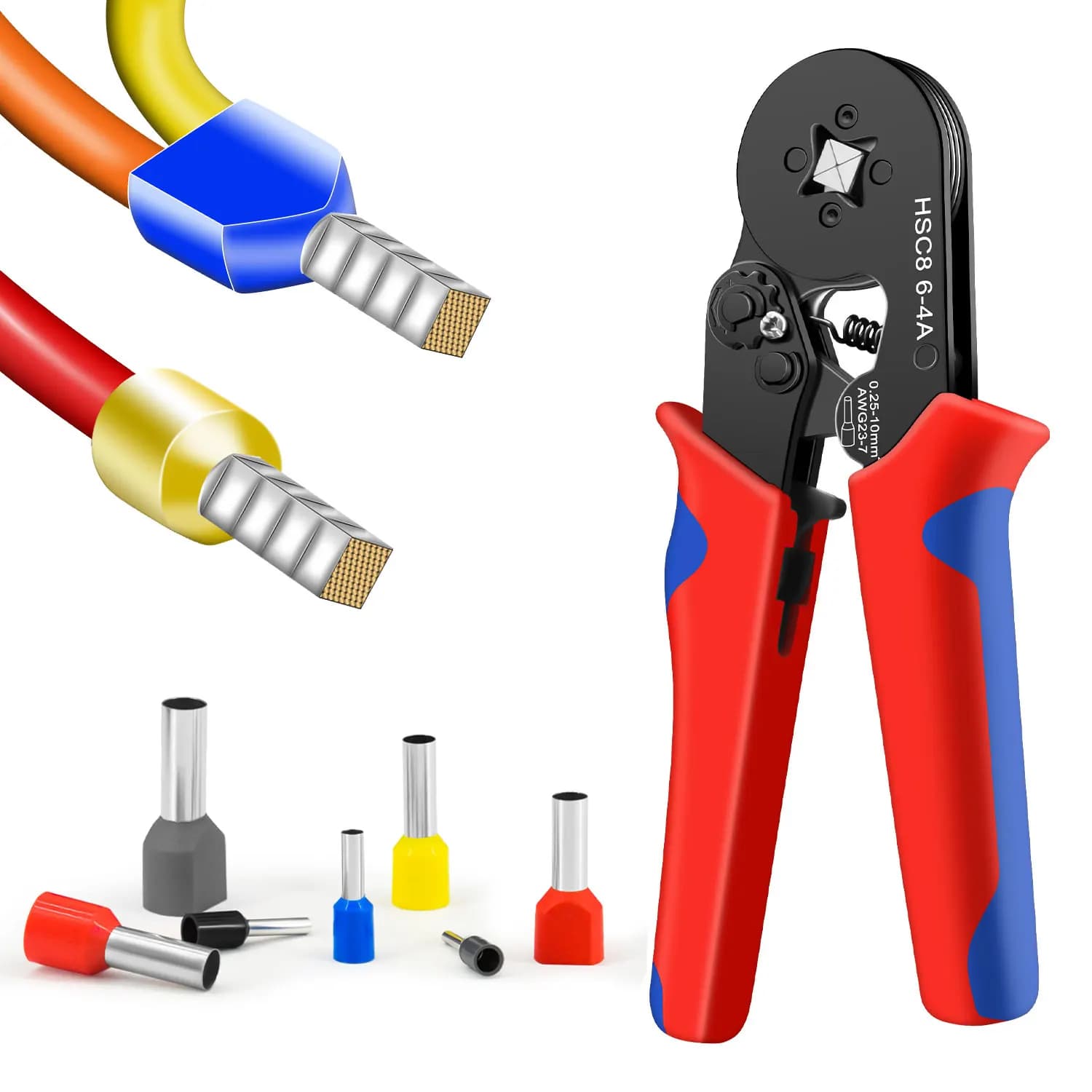 Crimping clamp HSC8 6-4A 0.25-10mm for Tube Terminals 2 23-7AWG Set of clamps for Crimping Ferrule Tools for Electricians