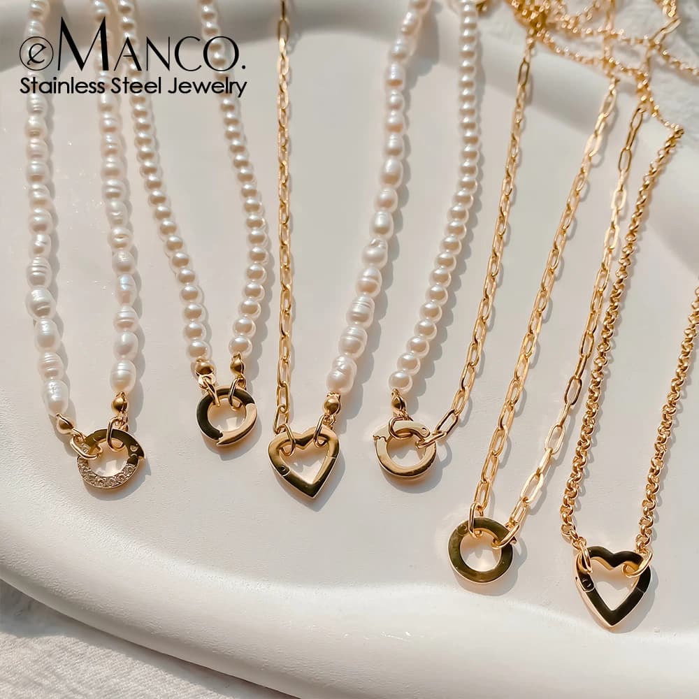 Collana eManco Rolo Charm fai da te in acciaio inossidabile regolabile con perle, accessori per collane fatte a mano, gioielli da donna, regali.