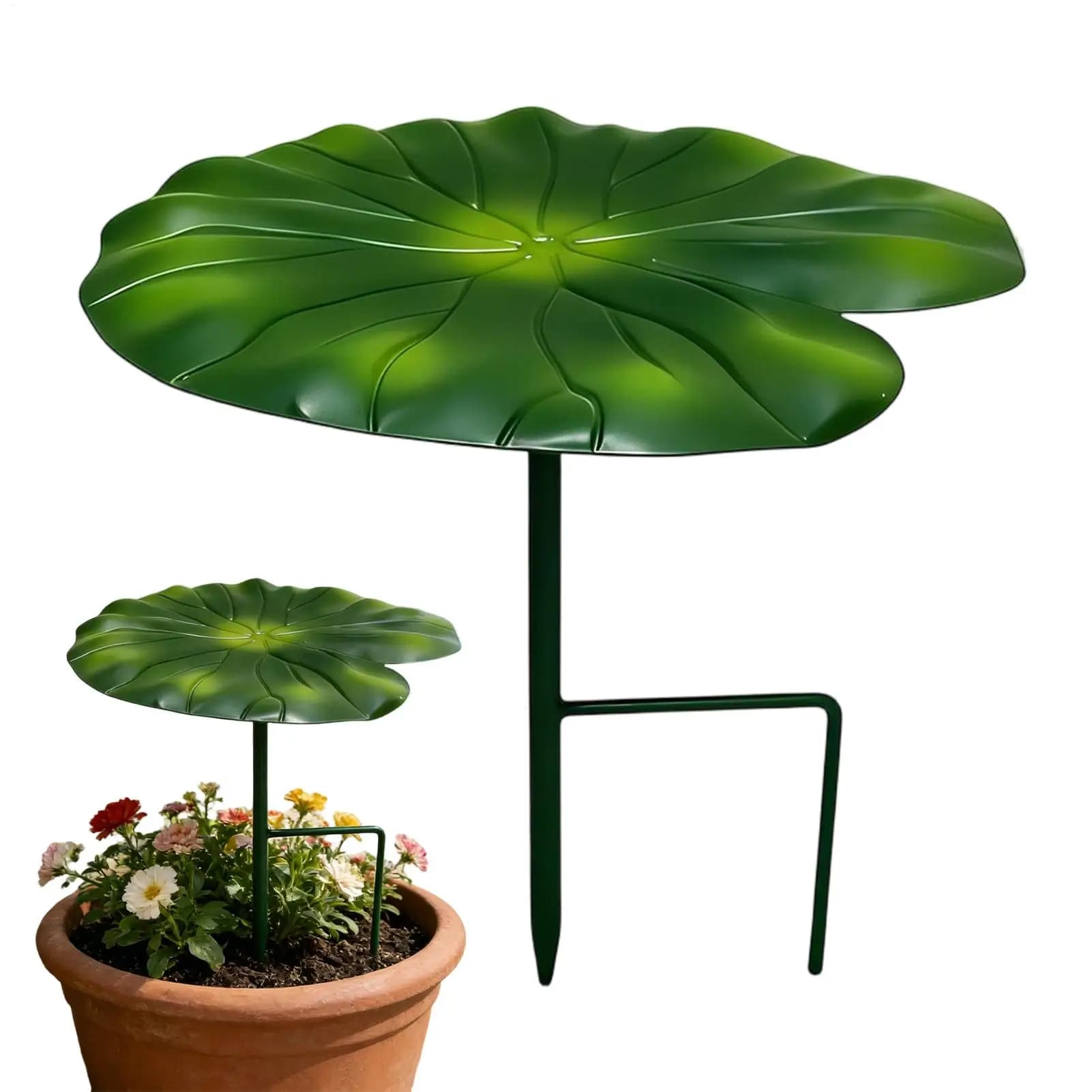 Ombrelli per Piante da Esterno 21cm a Forma di Foglia, Ombrellone da Giardino in Metallo per Fiori con Picchetto per Fioriera da Esterno