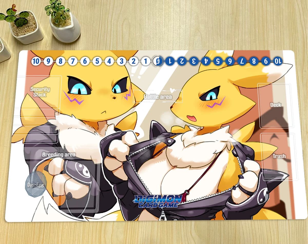 Tappetino da Gioco Digimon Renamon, Tappetino per Duelli DTCG CCG, Tappetino per Carte Collezionabili, Tappetino per Mouse Anime, Tappetino da Scrivania in Gomma e Borsa Gratuita