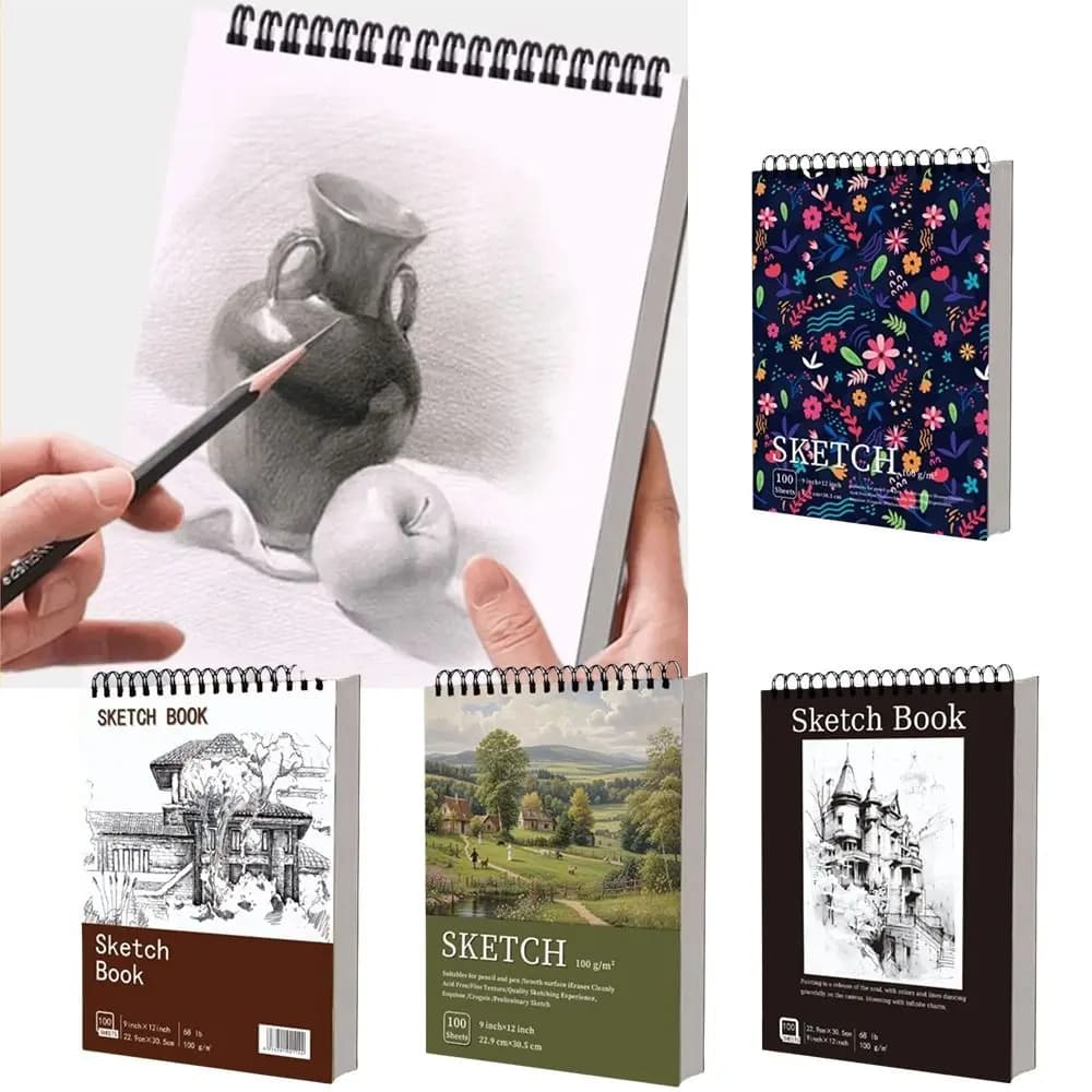 100 Sheets Coil Sketchbook Portable Easy To Tear Spiral Bound Artist Sketchbook Acid-Free Paper Perforated Pages
