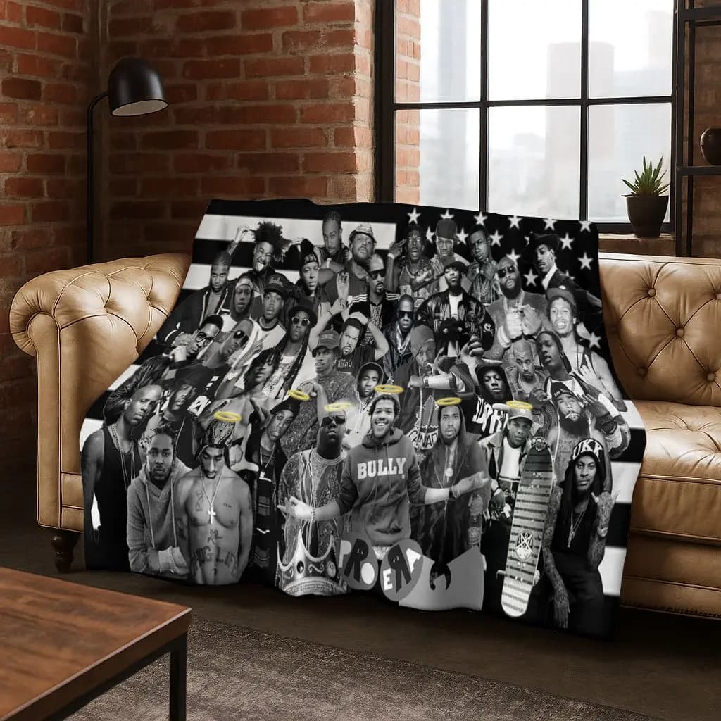 Legends Rapper Collection HIP HOP Rap Star Art Flannel Blanket,Cozy Soft Throw Blanket for Home Bedroom Bed Sofa Cover Gift Kid
