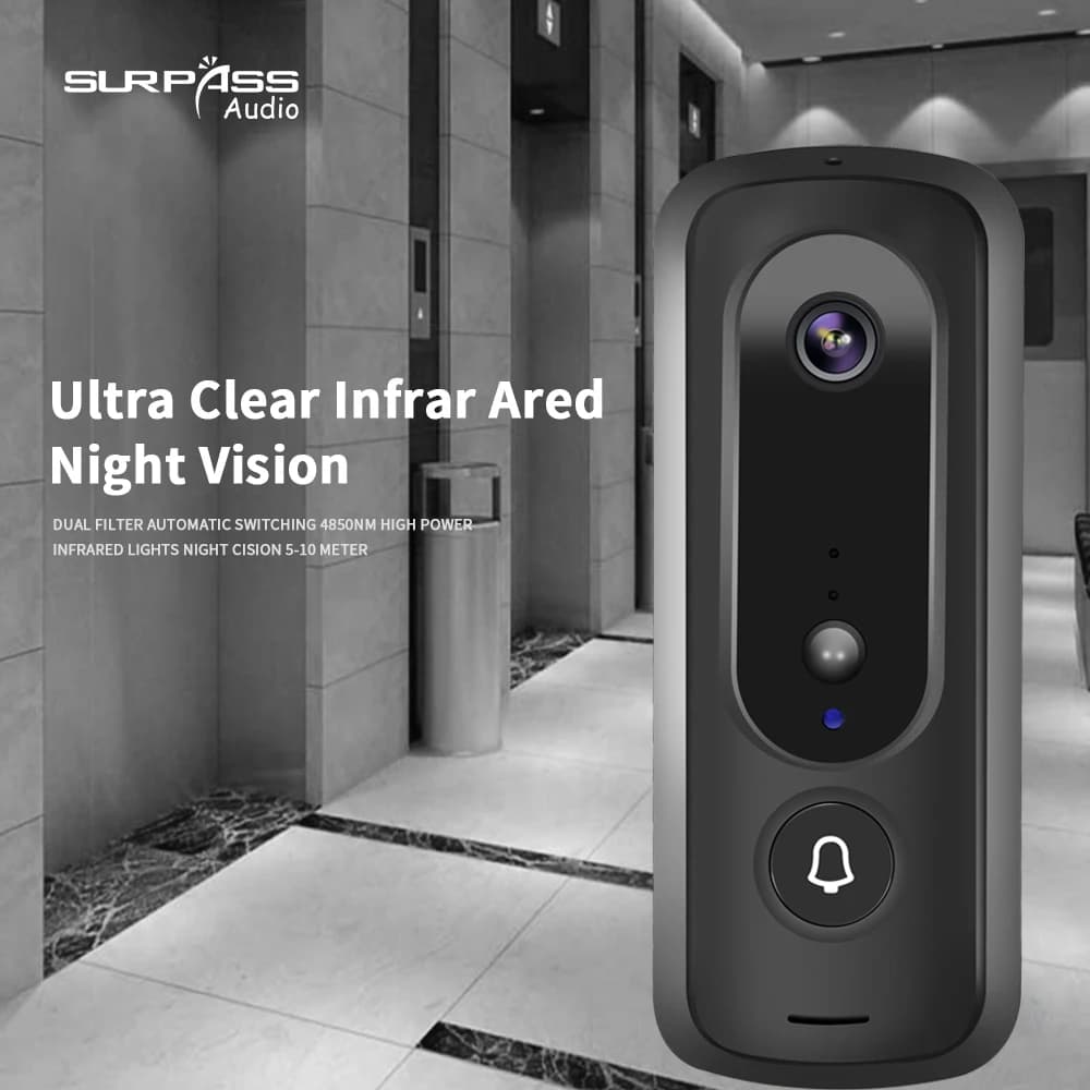 Smart Tuya Videocitofono WiFi Campanello visivo Citofono 1080P Camara Visualizza Visione notturna Audio Portiere elettronico Sicurezza domestica
