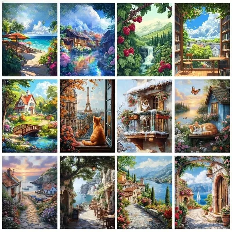 Pittura Diamantata 5D Fai da Te, Ricamo a Diamante Completo Quadrato e Rotondo, Motivo Mucca Animale, Mosaico per Decorazione Casa, Senza Cornice