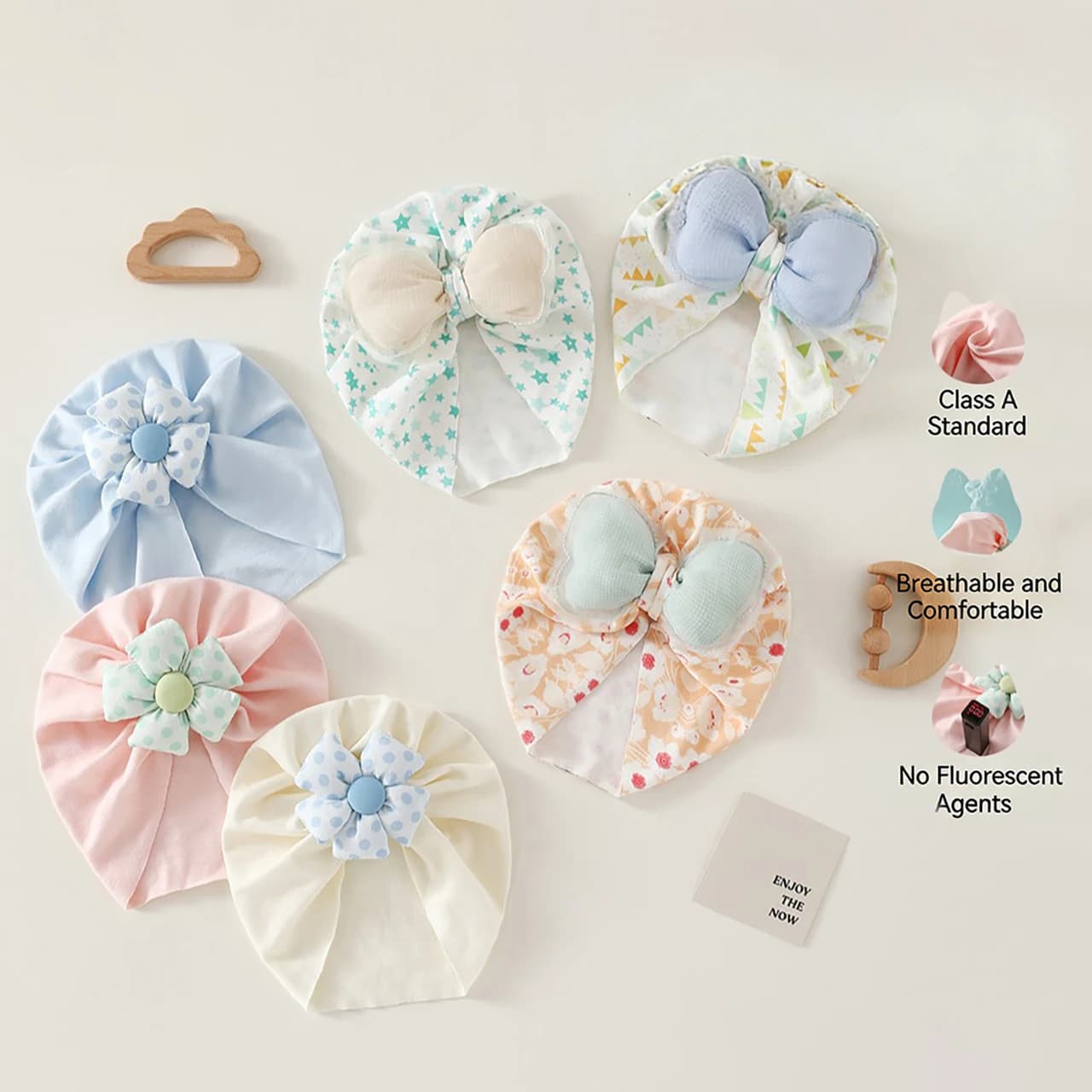 3D Bow Infants Turban Cap Autumn Newborn Knit Indian Hat Solid Cotton Baby Headscarf Beanie Headband 0-18M Kids Hair Accessories