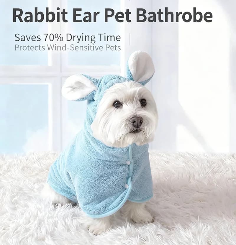 Ultra Absorbent Pet Bathrobe - Fast drying plush coat for cat puppies, delicate post-washing spa accessories