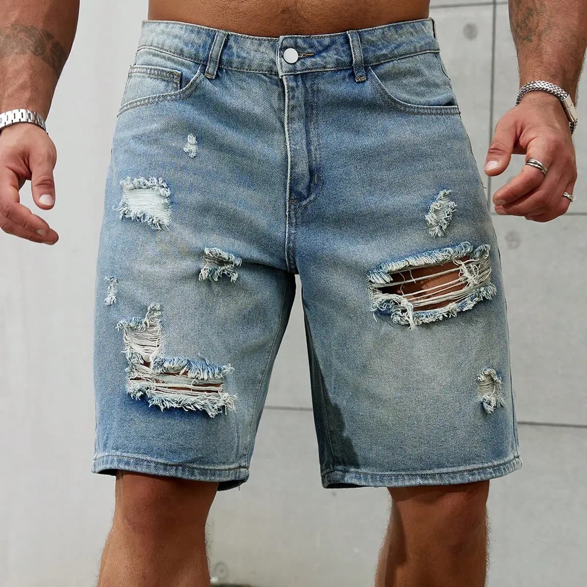 Short jeans ripped by men of new fashion clothing brand Bermuda shorts of cotton summer shorts Streetwear in men's breathable Denim