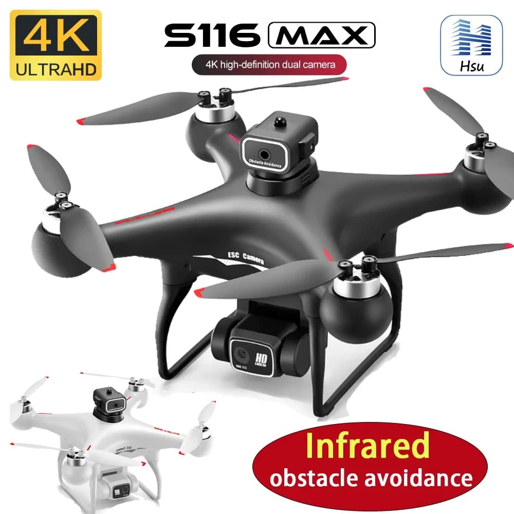S116 MAX Drone 4K ESC HD Fotocamera Motore Brushless Evitamento Ostacoli Elicottero Una Chiave Decollo Flusso Ottico Quadcotteri Giocattolo Regalo