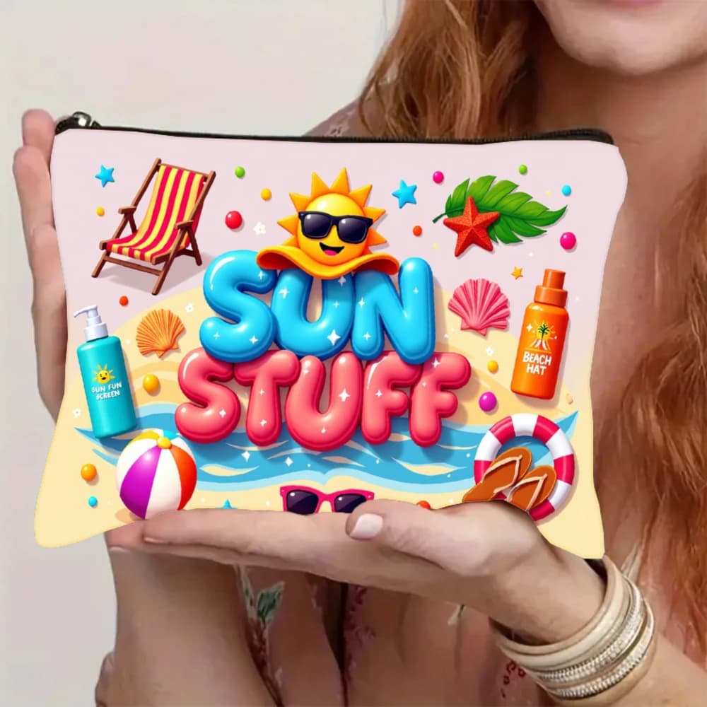 Borsa Cosmetica Multifunzionale Portatile per Protezione Solare da Spiaggia Estiva, Regalo per Viaggi e Campeggio, con Chiusura a Cerniera